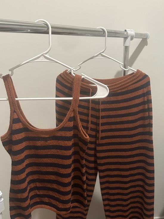 The Bar Other - “The Bar” Striped Knit Tank & Pants Set - Rust and Black